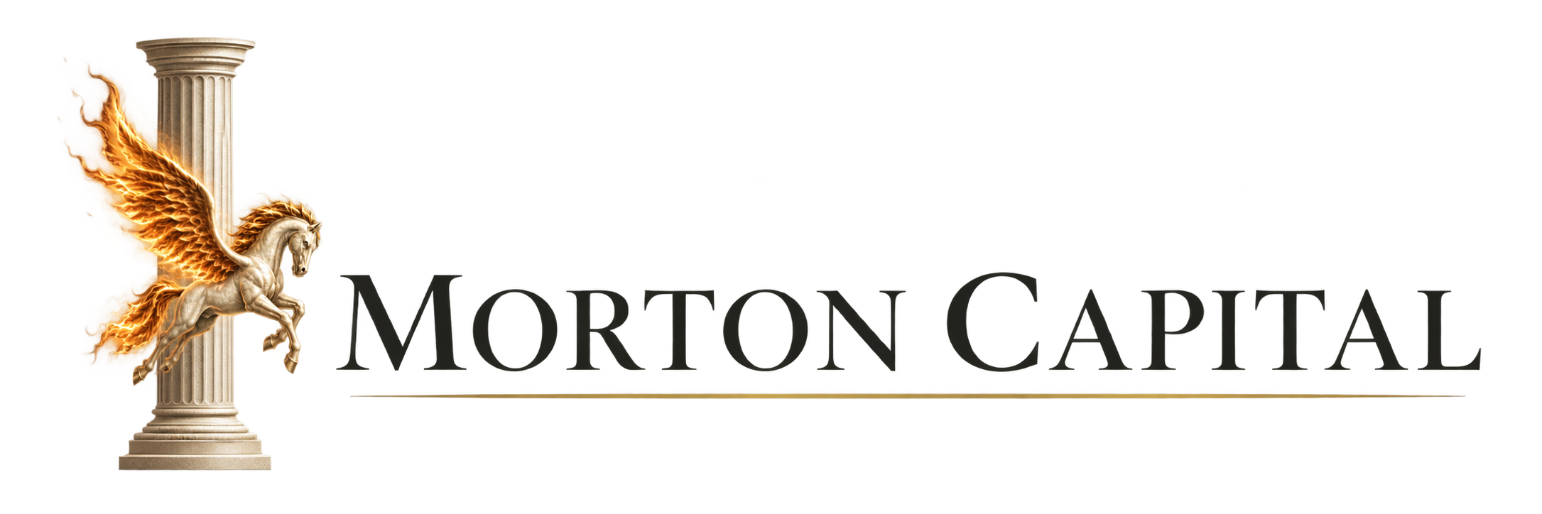 Morton Capital, with a Roman column and fire-winged horse